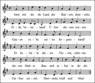 Notenblatt der Bayernhymne